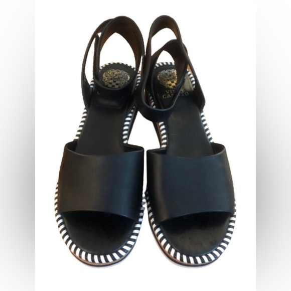 Vince Camuto Marieno black wide ankle strap leather espadrilles SZ 8.5 - Picture 8 of 11